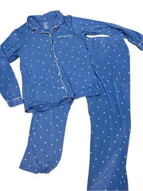 L.L. Bean Blue Polka Dot Long-Sleeve Pajama Set, women’s M, soft